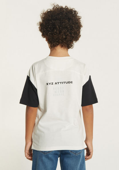 XYZ Colourblock Crew Neck T-shirt with Short Sleeves-Tops-image-3