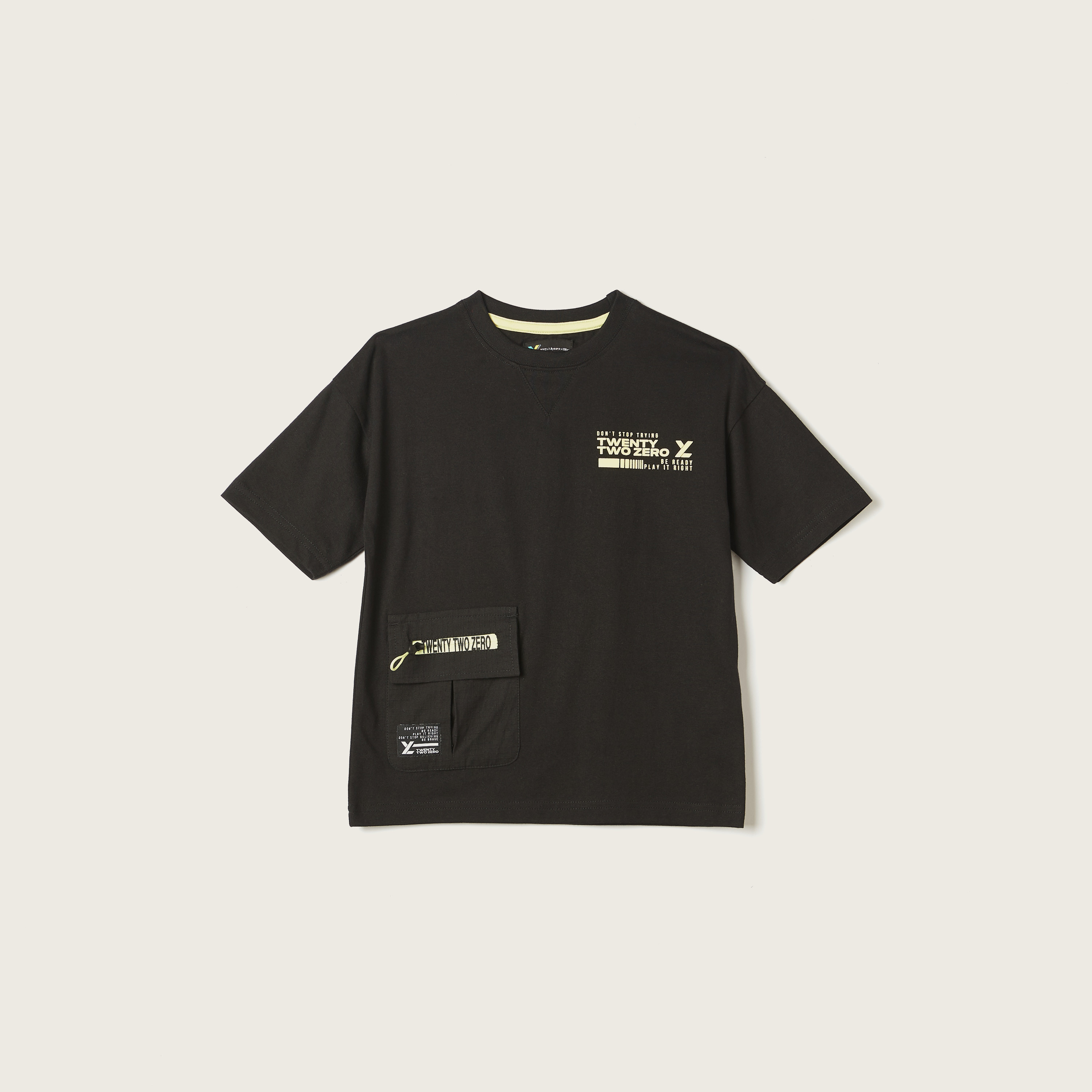 XYZ Printed Crew Neck T-shirt with Short Sleeves-sports-boys-clothing-tops-image-1