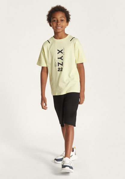 XYZ Logo Print Crew Neck T-shirt with Short Sleeves-Tops-image-1