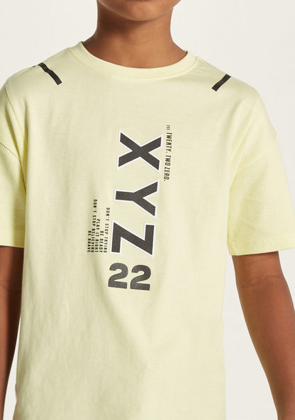XYZ Logo Print Crew Neck T-shirt with Short Sleeves-Tops-image-2