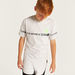 XYZ Typographic Print Crew Neck T-shirt with Short Sleeves-Tops-thumbnailMobile-0