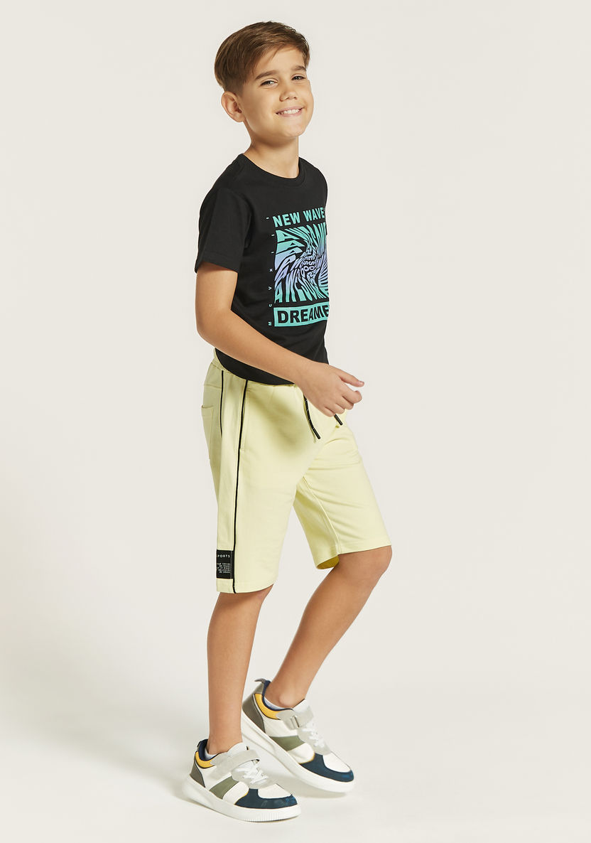 XYZ Solid Shorts with Drawstring Closure and Pockets-Bottoms-image-0
