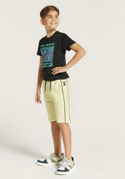 XYZ Solid Shorts with Drawstring Closure and Pockets-Bottoms-image-2