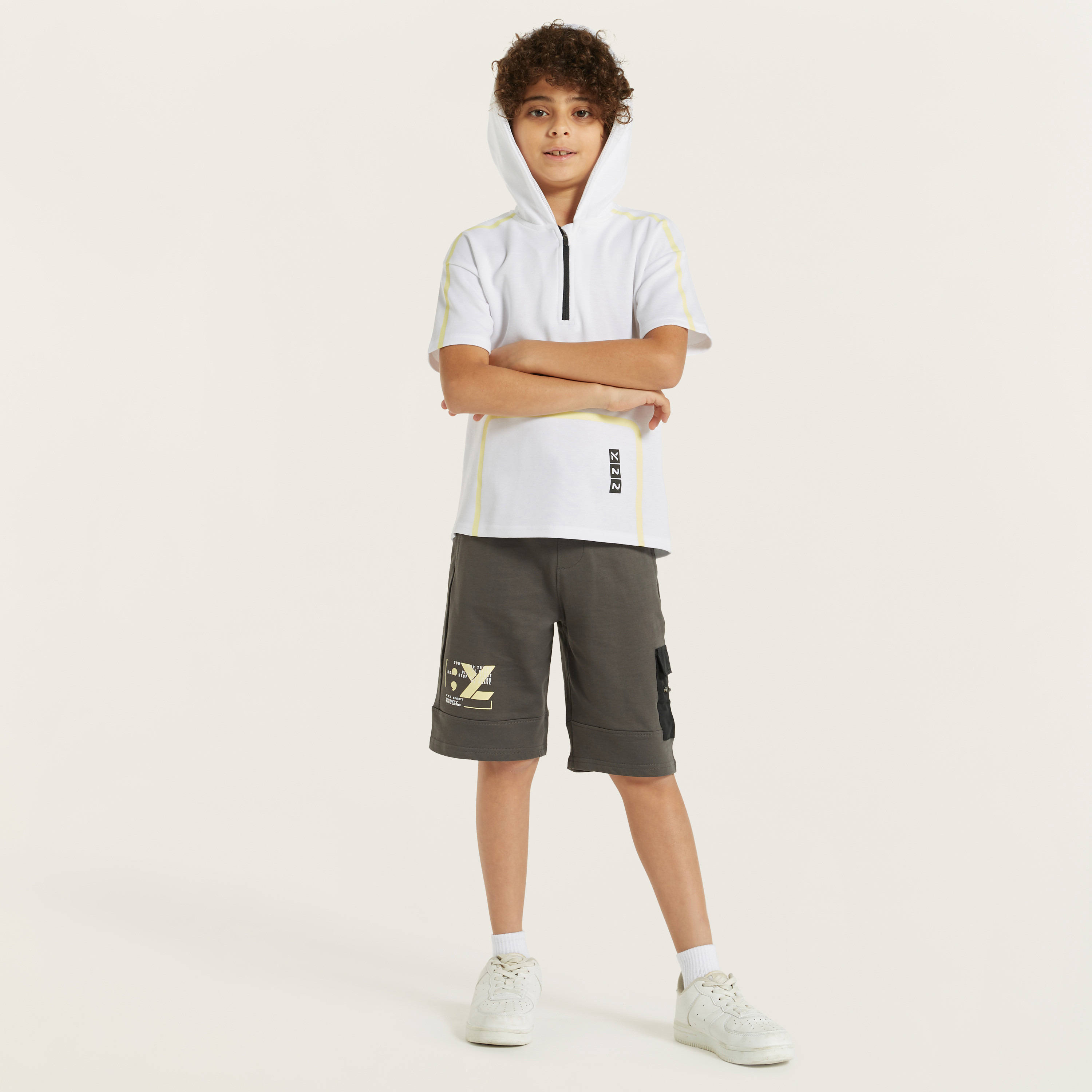XYZ Hooded T-shirt and Shorts Set-boys-clothing-sportswear-sets-image-1