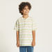 Eligo Striped Henley Neck T-shirt with Short Sleeves-T Shirts-thumbnailMobile-1