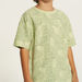 Eligo All-Over Leaf Print T-shirt with Crew Neck and Short Sleeves-T Shirts-thumbnailMobile-2