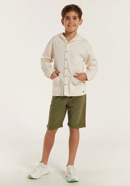 Eligo Solid Long Sleeve Shirt with Hood and Pockets-Shirts-image-1