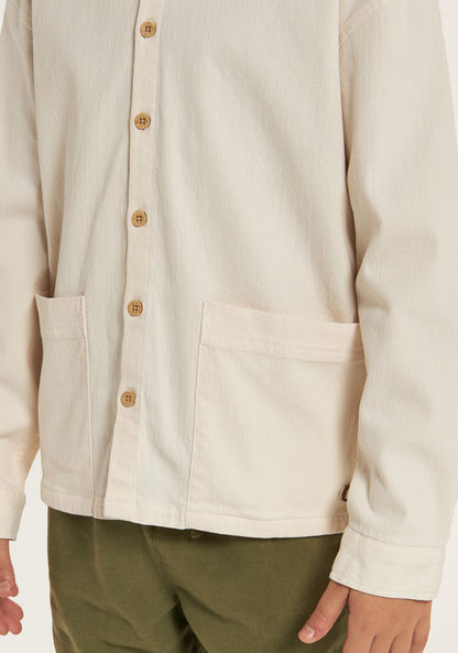 Eligo Solid Long Sleeve Shirt with Hood and Pockets-Shirts-image-2