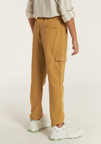Eligo Solid Pants with Drawstring Closure and Pockets-Pants-image-3