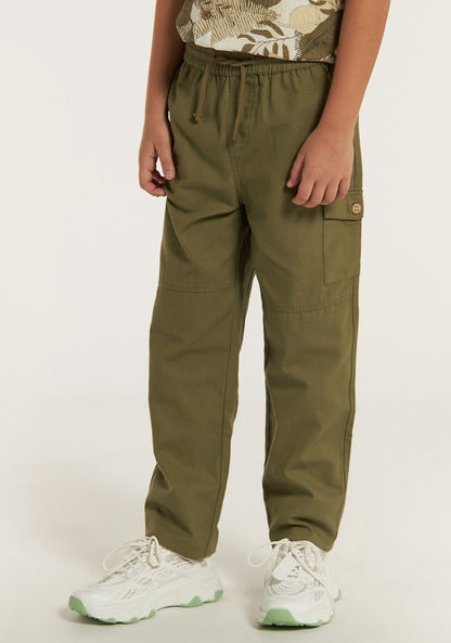 Eligo Solid Pants with Drawstring Closure and Pockets-Pants-image-1