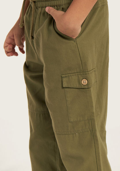 Eligo Solid Pants with Drawstring Closure and Pockets-Pants-image-2