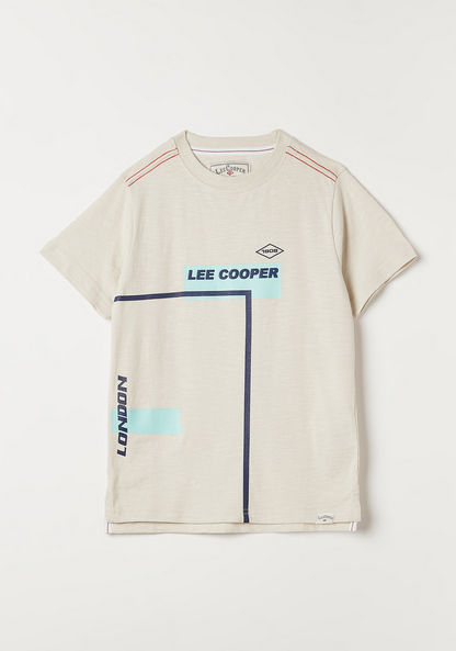 Lee Cooper Graphic Print T-shirt with Short Sleeves and Crew Neck-T Shirts-image-0
