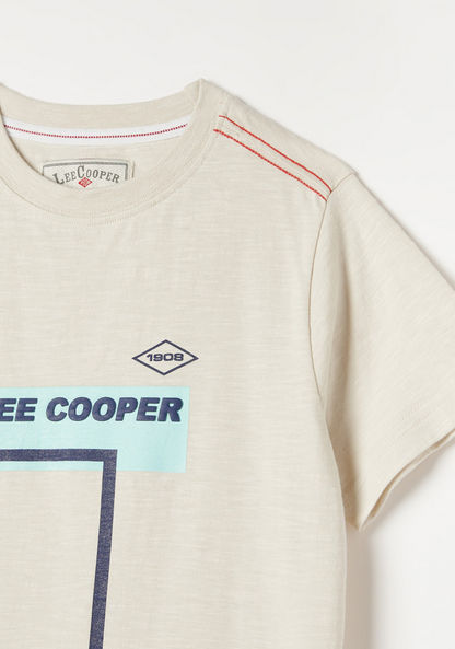 Lee Cooper Graphic Print T-shirt with Short Sleeves and Crew Neck-T Shirts-image-1