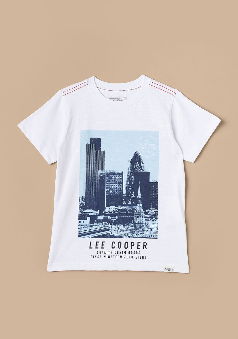 Lee Cooper Graphic Print T-shirt with Crew Neck and Short Sleeves-T Shirts-image-0