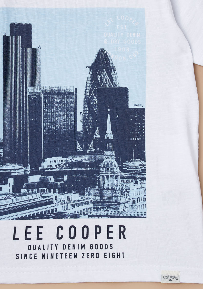 Lee Cooper Graphic Print T-shirt with Crew Neck and Short Sleeves-T Shirts-image-2