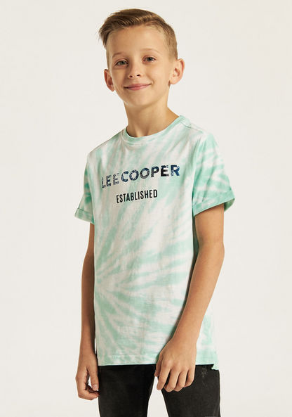 Lee Cooper Logo Print Crew Neck T-shirt with Short Sleeves-T Shirts-image-0