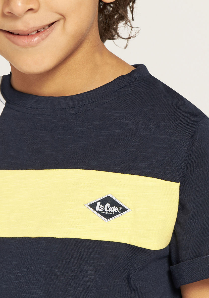 Lee Cooper Colorblock T-shirt with Crew Neck and Short Sleeves-T Shirts-image-2