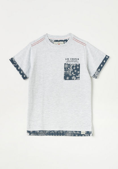 Lee Cooper Paisley Print T-shirt with Short Sleeves and Crew Neck-T Shirts-image-0