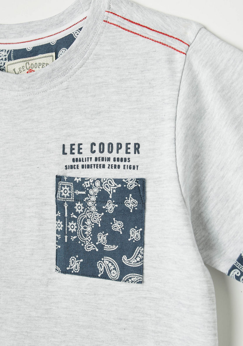 Lee Cooper Paisley Print T-shirt with Short Sleeves and Crew Neck-T Shirts-image-1