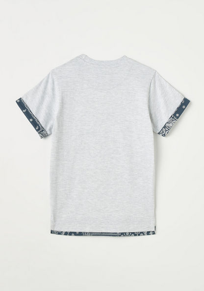 Lee Cooper Paisley Print T-shirt with Short Sleeves and Crew Neck-T Shirts-image-2