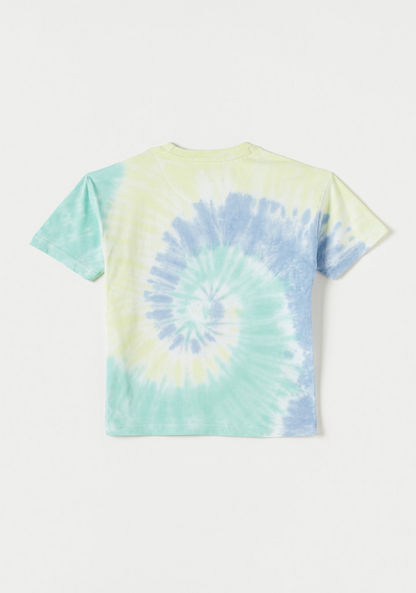 Lee Cooper Logo Tie-Dye Print Crew Neck T-shirt with Short Sleeves-T Shirts-image-3