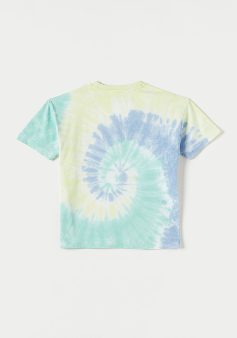 Lee Cooper Logo Tie-Dye Print Crew Neck T-shirt with Short Sleeves-T Shirts-image-3