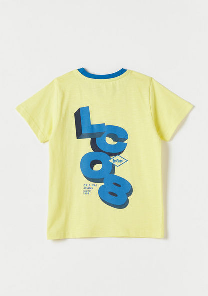 Lee Cooper Logo Print Crew Neck T-shirt with Short Sleeves-T Shirts-image-3