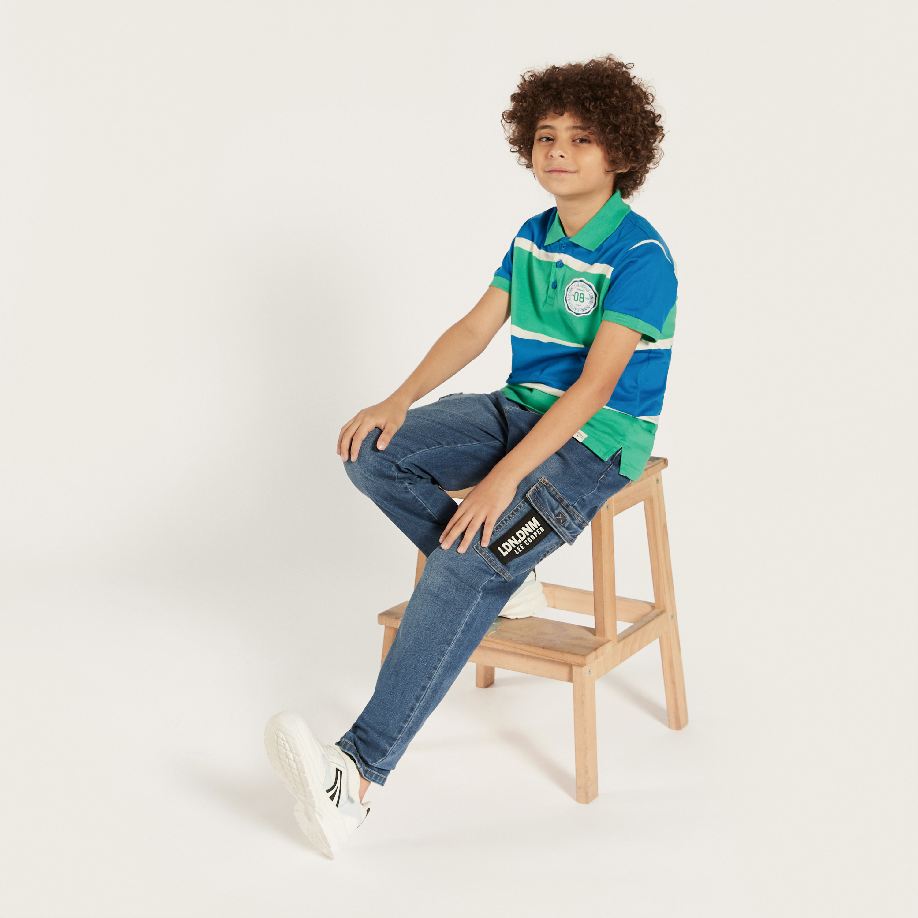 Lee Cooper Striped Polo T-shirt with Short Sleeves-boys-clothing-tshirtsandpolos-image-2