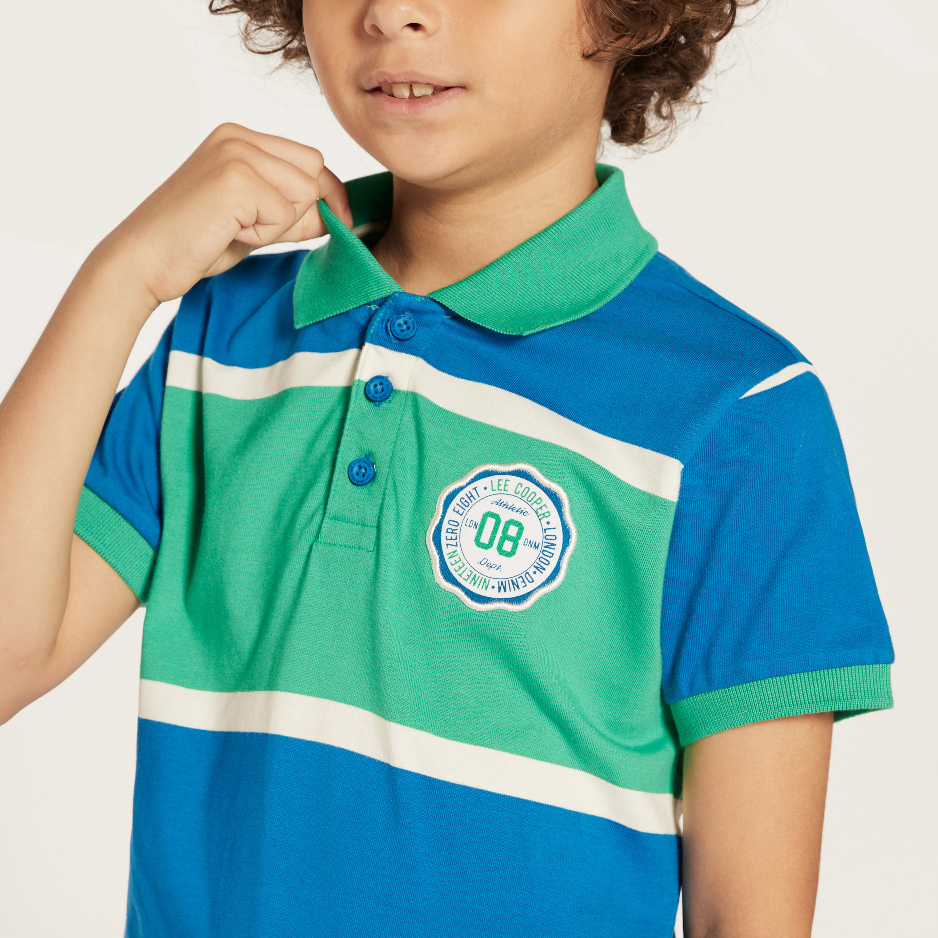 Lee Cooper Striped Polo T-shirt with Short Sleeves-boys-clothing-tshirtsandpolos-image-3