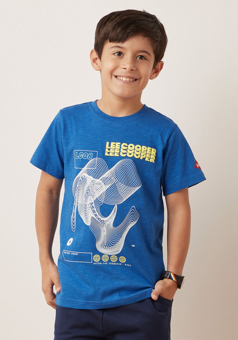 Lee Cooper Printed Crew Neck T-shirt with Short Sleeves-T Shirts-image-0