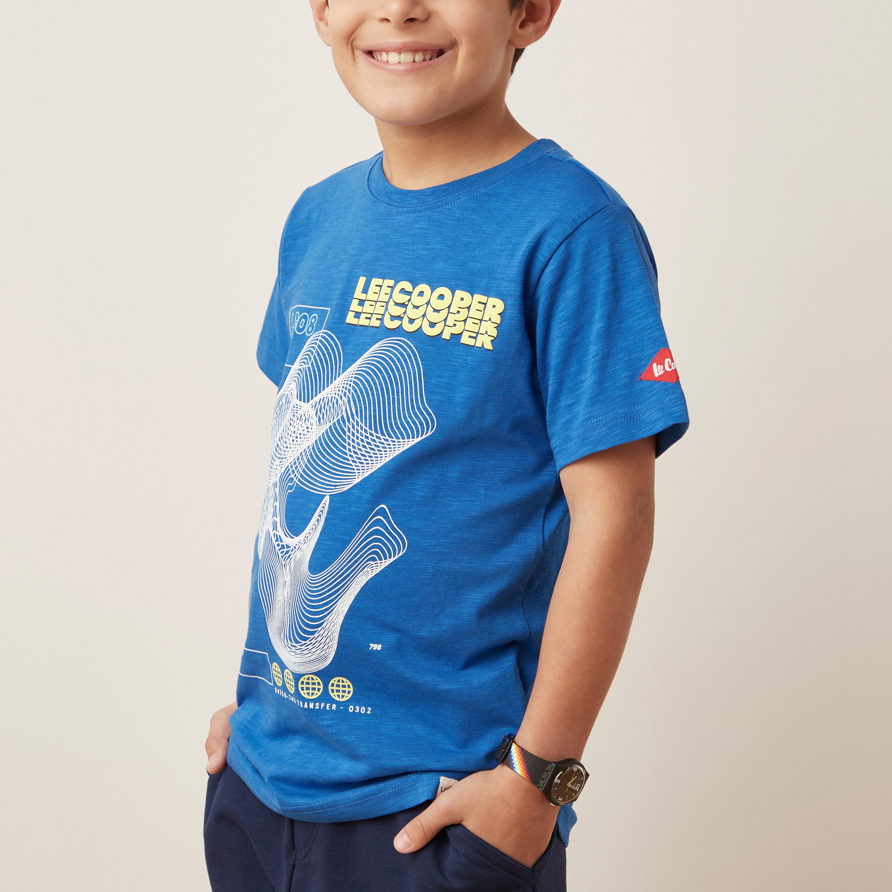 Lee Cooper Printed Crew Neck T-shirt with Short Sleeves-boys-clothing-tshirtsandpolos-image-3