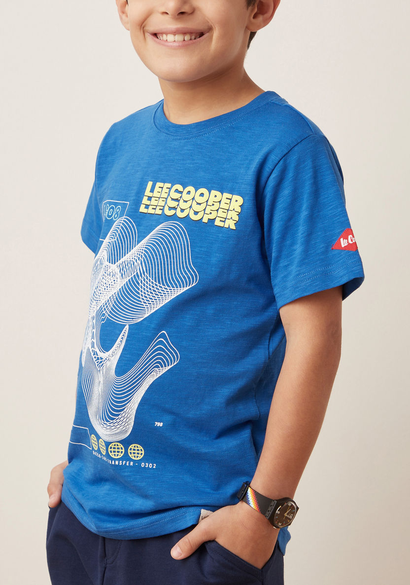 Lee Cooper Printed Crew Neck T-shirt with Short Sleeves-T Shirts-image-2