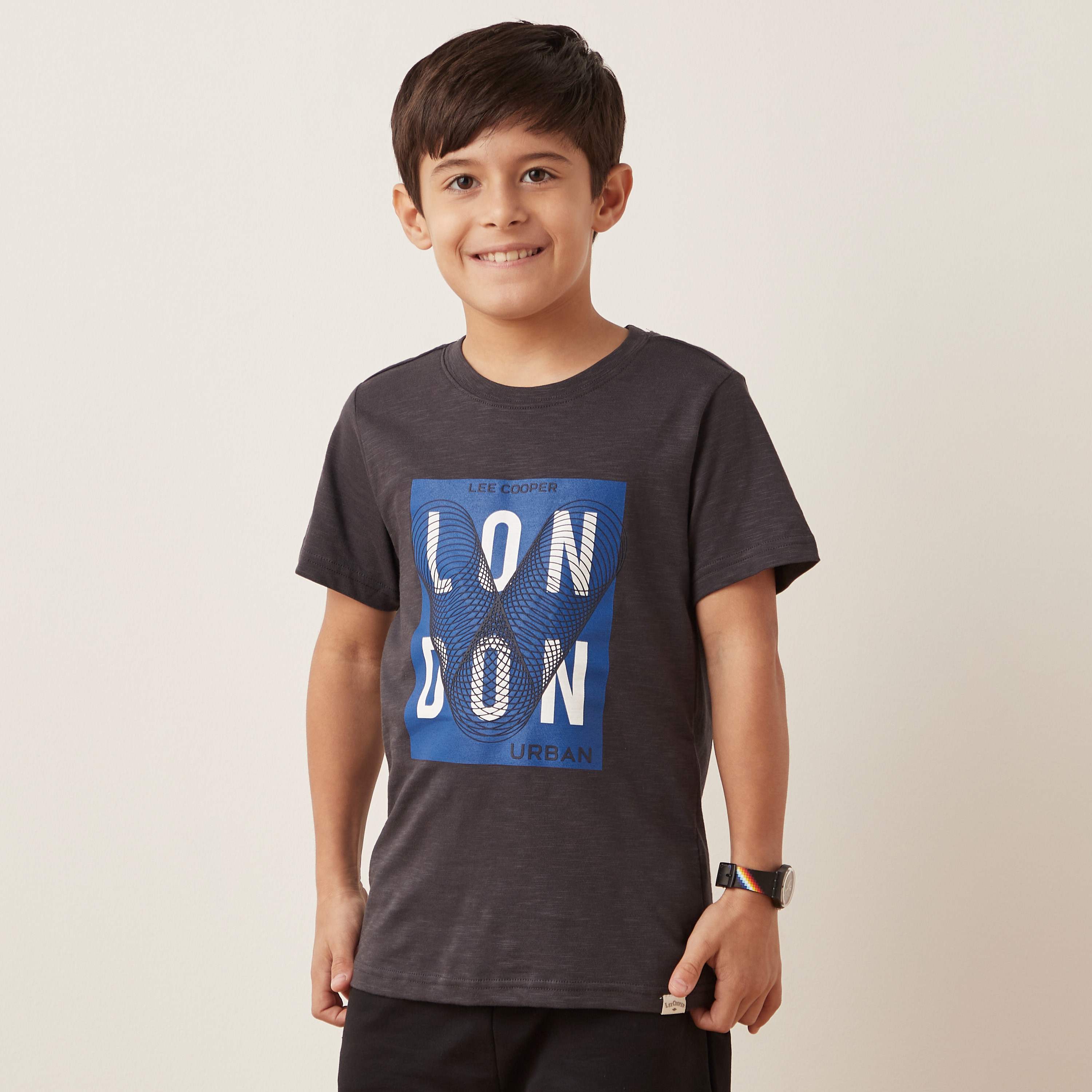 Lee Cooper Graphic Print T-shirt with Short Sleeves and Crew Neck-boys-clothing-tshirtsandpolos-image-1