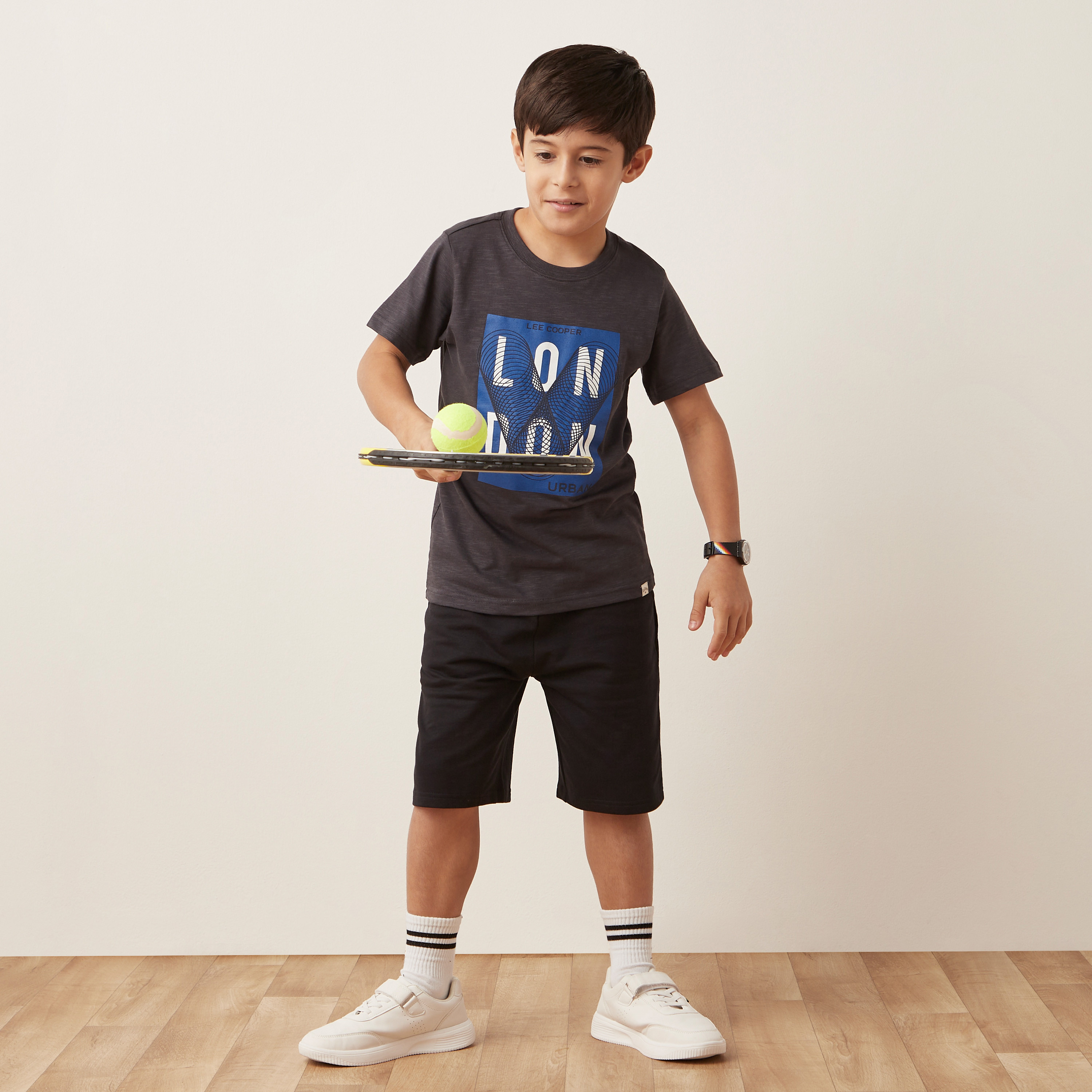 Lee Cooper Graphic Print T-shirt with Short Sleeves and Crew Neck-boys-clothing-tshirtsandpolos-image-2