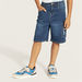 Lee Cooper Logo Print Denim Shorts with Button Closure and Pockets-Shorts-thumbnailMobile-1