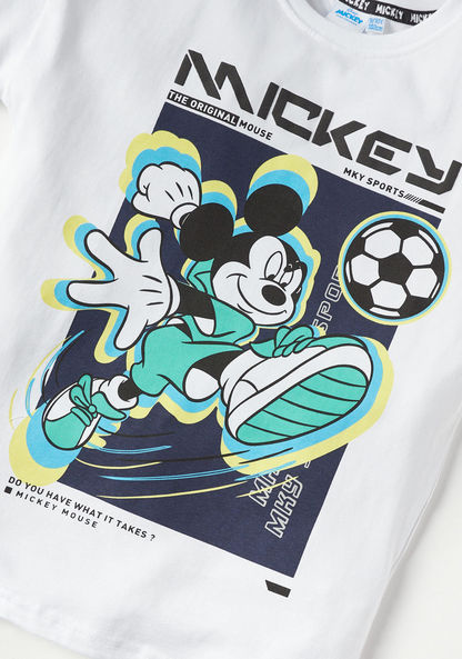 Disney Mickey Mouse Print T-shirt with Round Neck and Short Sleeves-T Shirts-image-2