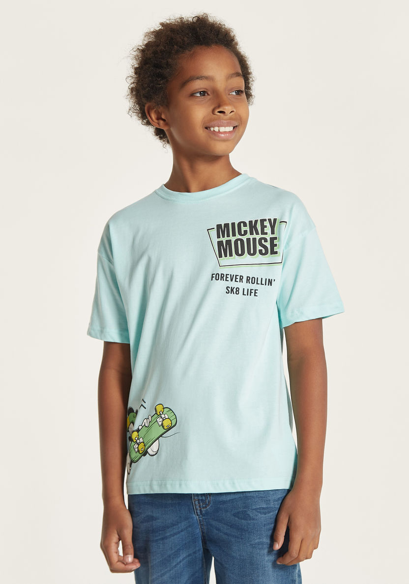 Disney Mickey Mouse Print T-shirt with Crew Neck-T Shirts-image-0