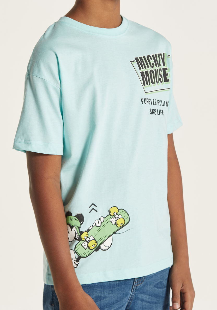Disney Mickey Mouse Print T-shirt with Crew Neck-T Shirts-image-2