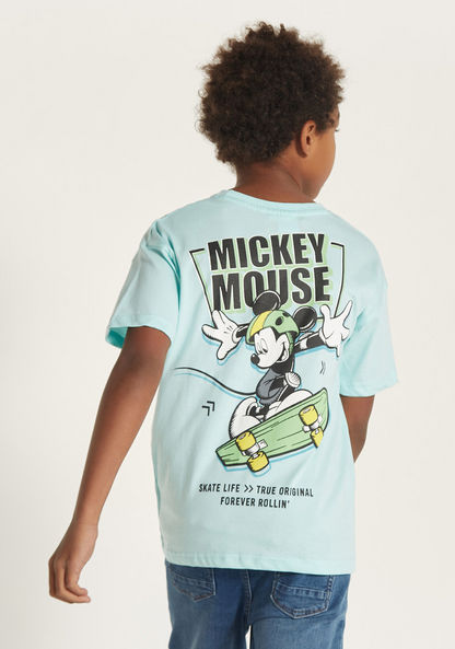 Disney Mickey Mouse Print T-shirt with Crew Neck-T Shirts-image-3
