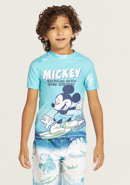 Disney Mickey Mouse Print Rashguard and Swim Shorts Set-Swimwear-image-1