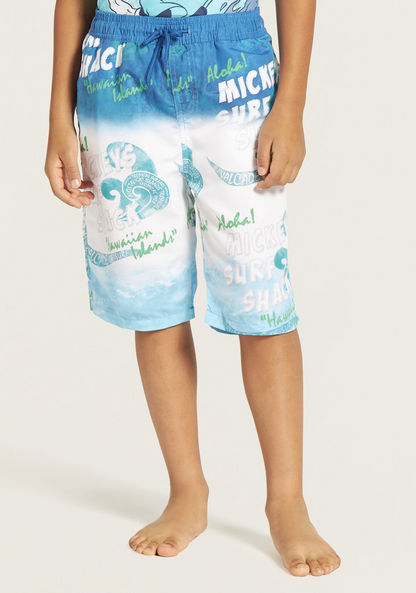 Disney Mickey Mouse Print Rashguard and Swim Shorts Set-Swimwear-image-2