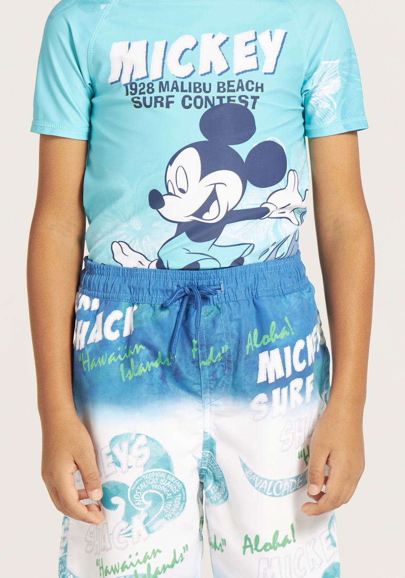 Disney Mickey Mouse Print Rashguard and Swim Shorts Set-Swimwear-image-3
