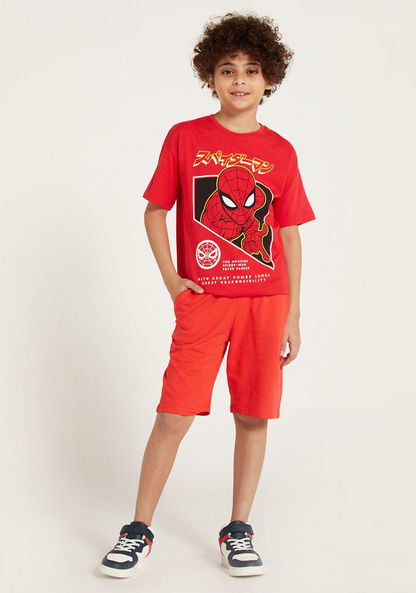 Spider-Man Print T-shirt with Short Sleeves and Crew Neck-T Shirts-image-0