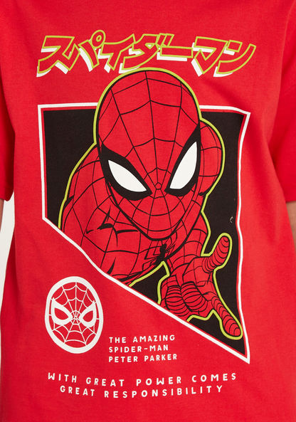Spider-Man Print T-shirt with Short Sleeves and Crew Neck-T Shirts-image-1