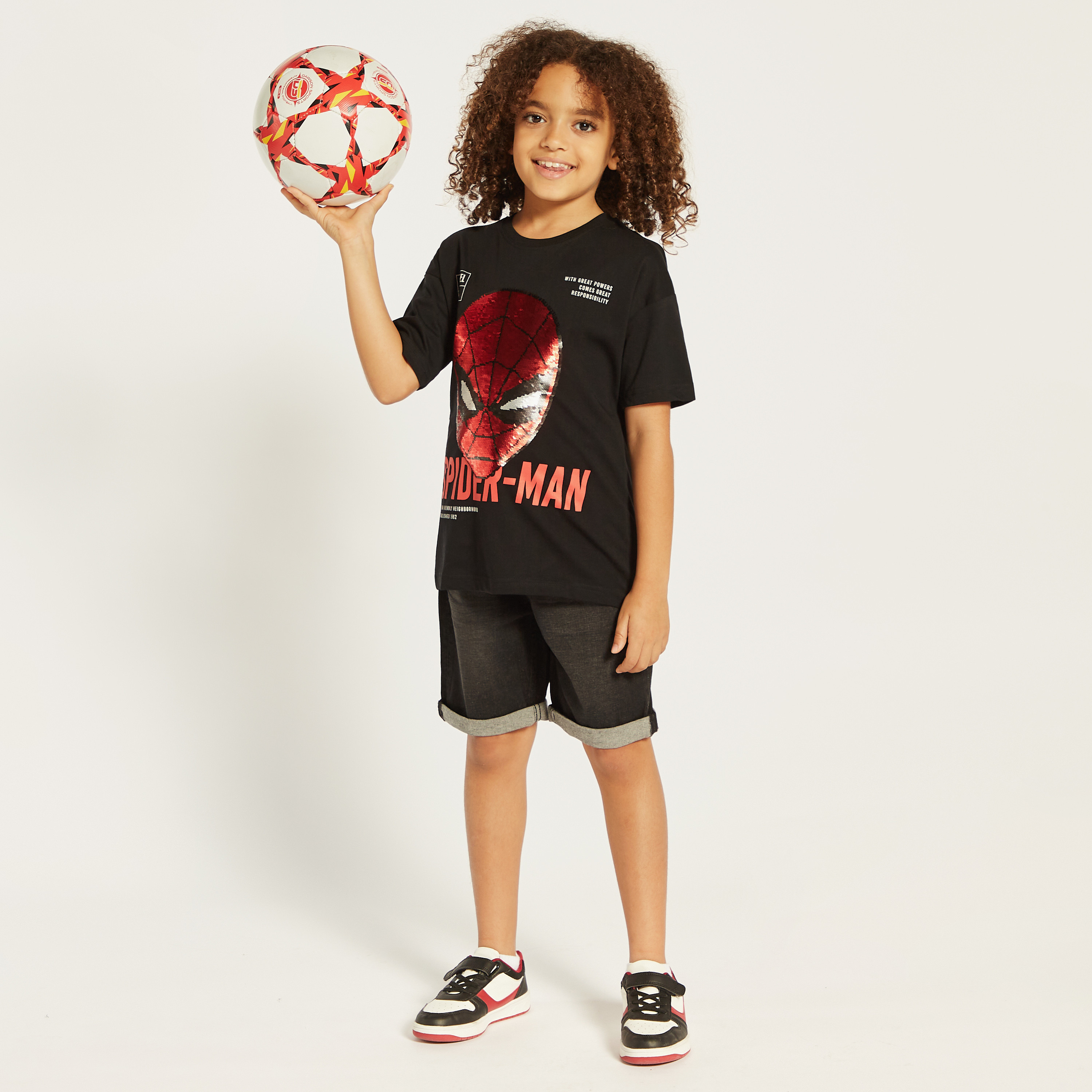 Spider-Man Sequin Embellished T-shirt with Short Sleeves-boys-clothing-tshirtsandpolos-image-2