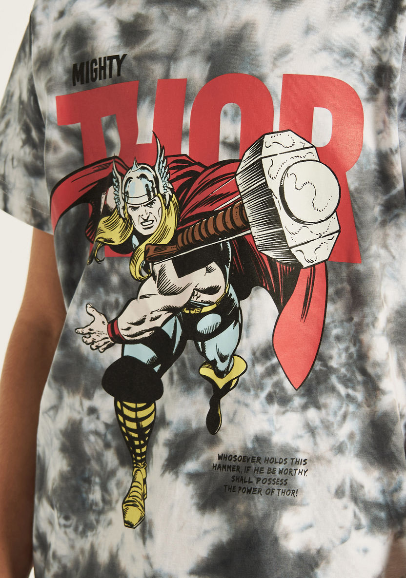 Thor Graphic Print Crew Neck T-shirt with Short Sleeves-T Shirts-image-2