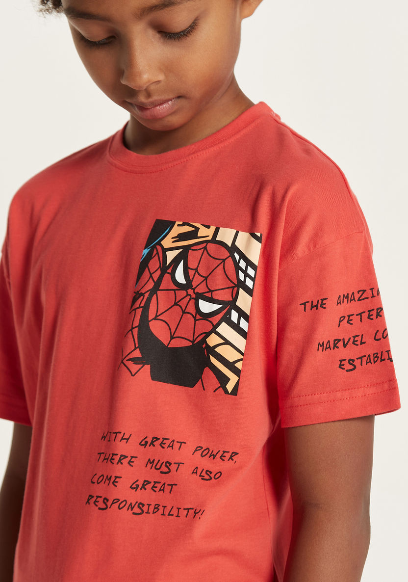 Spider-Man Print T-shirt with Crew Neck-T Shirts-image-2