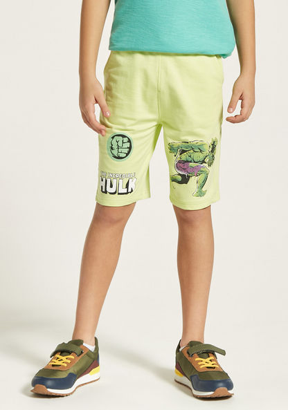 Hulk Print Shorts with Pockets and Drawstring Closure-Shorts-image-1