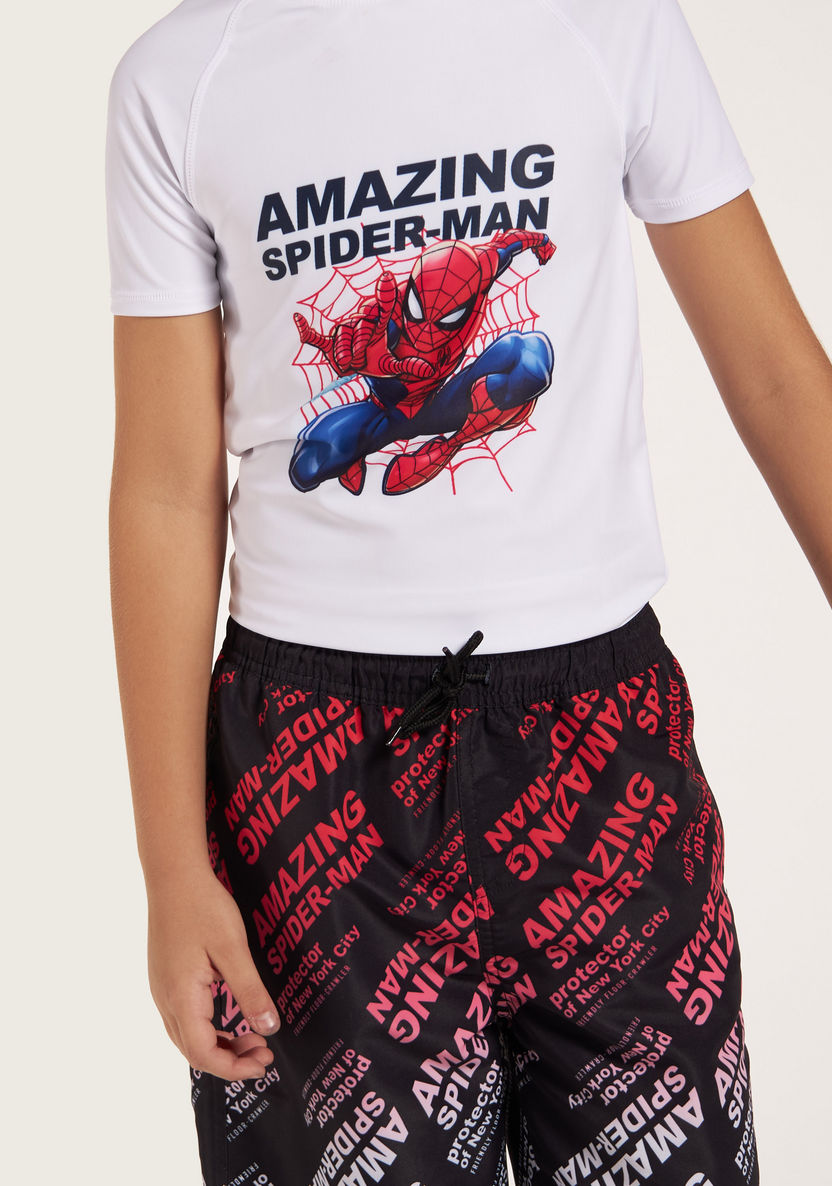 Spider-Man Print Short Sleeves T-shirt and Shorts Set-Clothes Sets-image-3