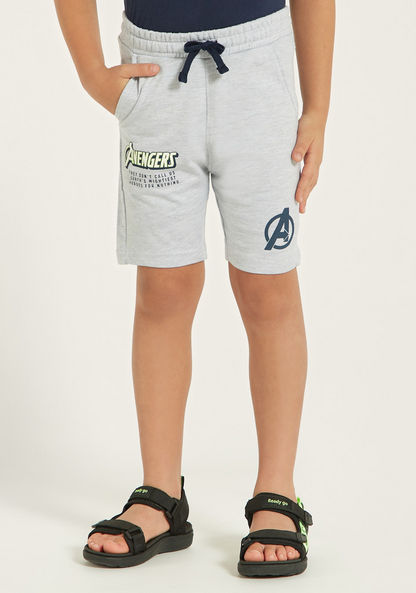 Avengers Print Crew Neck T-shirt and Shorts Set-Clothes Sets-image-3